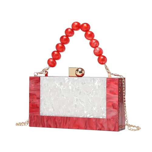 ZEDEVB Damen Abendtasche Acryl Tasche Handgehaltene Kette Schulter Crossbody Tasche Handytasche, rot, Einheitsgröße von ZEDEVB