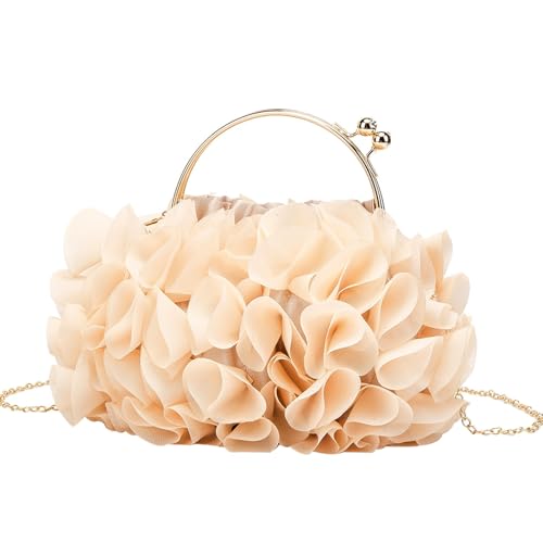 ZEDEVB Damen Banketttasche Blume Handheld Petal Falttasche, beige, Einheitsgröße ZEDEVB Damen Banketttasche Blume Handheld Petal Falttasche, beige, Einheitsgröße von ZEDEVB