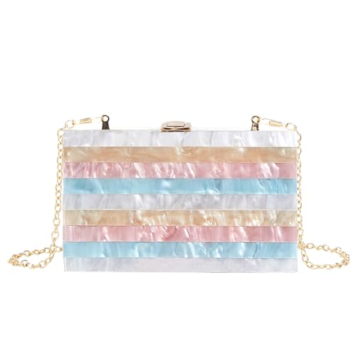 ZEDEVB Damen Fashion Striped Perlglanz Acryl Clutch Crossbody Bag Handytasche, Bunte Pailletten, 18x5x11cm von ZEDEVB