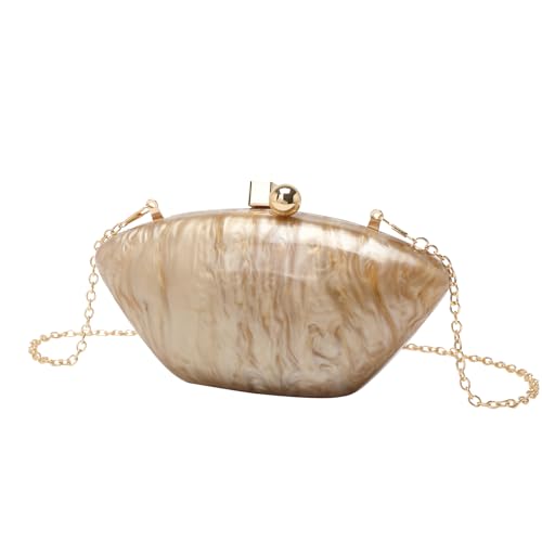 ZEDEVB Damen Mode Acryl Taschen Kette Schultertaschen Handytaschen, goldfarben, Einheitsgröße von ZEDEVB