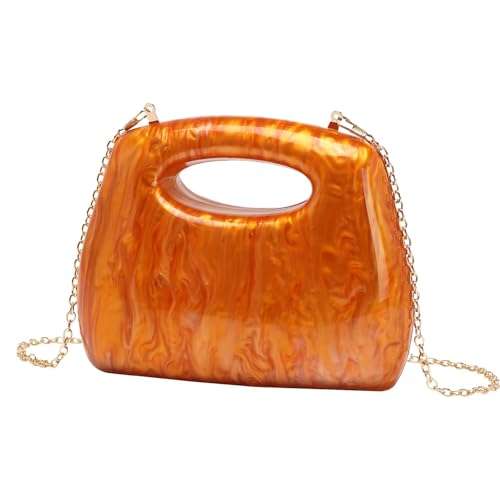 ZEDEVB Damen Stilvolle Abendtasche Retro Clutch Kette Schultertasche, Orange, 20.5x8x16cm von ZEDEVB