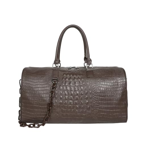 ZEDEVB Fitness Turnbeutel Reise PU Frauen Multifunktionstraining Handtasche Handgepäck Schulter Outdoor Crossbody Große Wochenendtasche Duffel, coffee, Einheitsgröße von ZEDEVB