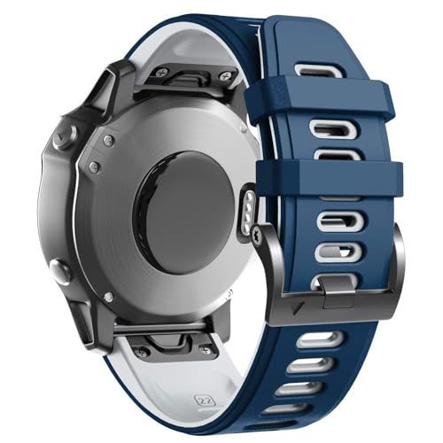 ZEDEVB Für Fenix ​​8 Uhrenarmband/Fenix ​​7 Uhrenarmband/Fenix ​​5 Band 22 mm Silikon-Uhrenarmband Ersatz für Fenix ​​6 Pro/Fenix ​​5 Plus/Fenix ​​7 Pro(Dark Blue-White) von ZEDEVB