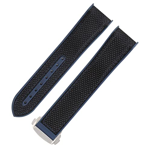ZEDEVB Gummi-Uhrenarmband für Omega Seamaster, Faltschließe, luxuriöses Nylon-Silikonarmband, Zubehörteile, 22 mm, Achat von ZEDEVB