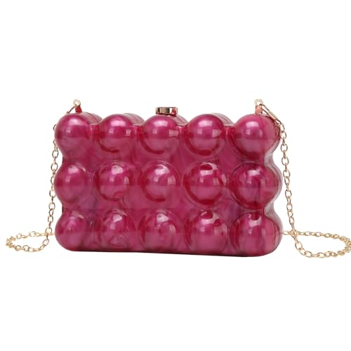 ZEDEVB Modische Damen-Clutch, Wellen, Perlglanz-Eierschalen-Umhängetasche, Umhängetasche, Handytasche, rosig, Einheitsgröße von ZEDEVB