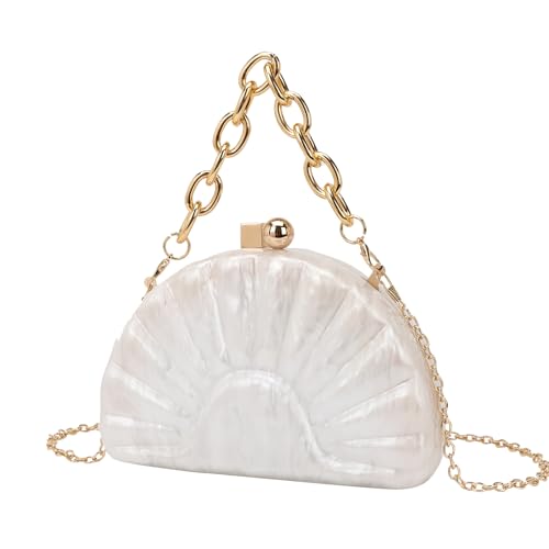 ZEDEVB Modische Damen-Taschen, Acryl-Taschen, Ketten, Schultertaschen, Handytaschen, Muschelweiß, Einheitsgröße von ZEDEVB