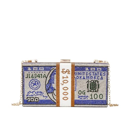 ZEDEVB Modische trendige Dollar-Tasche Strass Kette Schulter Messenger Bag Handytasche, blau, Einheitsgröße ZEDEVB Modische trendige Dollar-Tasche Strass Kette Schulter Messenger Bag Handytasche, blau, Einheitsgröße von ZEDEVB