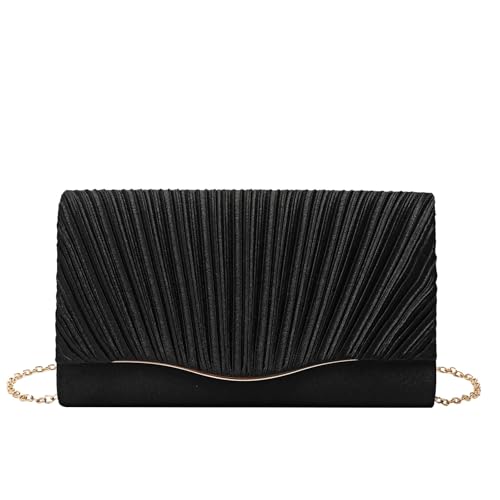 ZEDEVB Plissierte Clutch Crossbody Kette Tasche Banketttasche, Schwarz , Einheitsgröße ZEDEVB Plissierte Clutch Crossbody Kette Tasche Banketttasche, Schwarz , Einheitsgröße von ZEDEVB