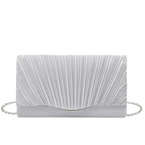 ZEDEVB Plissierte Clutch Crossbody Kette Tasche Banketttasche, silber, Einheitsgröße von ZEDEVB