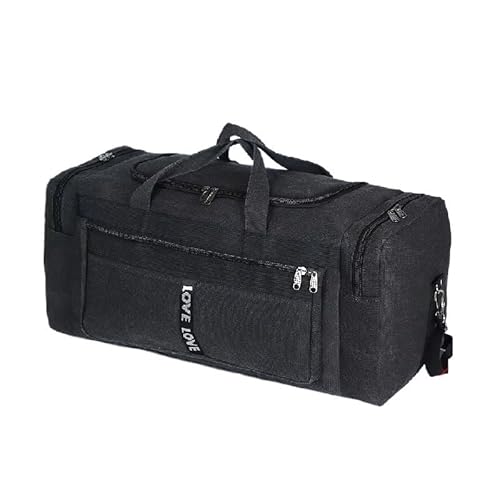 ZEDEVB Reisegepäcktasche Gym Handtasche Große Kapazität Geschäftsreise Sport Tragbar Multifunktions Segeltuch Gepäck Duffel Taschen Herren Pack, schwarz XL, Einheitsgröße von ZEDEVB