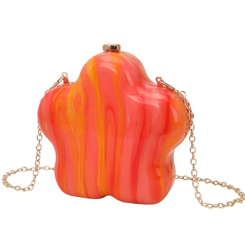 ZEDEVB Star Abendtasche Retro Mode Mini Acryl Clutch Damen Kette Crossbody Tasche, Orange, Einheitsgröße von ZEDEVB