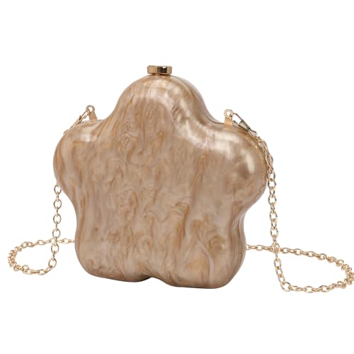 ZEDEVB Star Abendtasche Retro Mode Mini Acryl Clutch Damen Kette Crossbody Tasche, goldfarben, Einheitsgröße von ZEDEVB