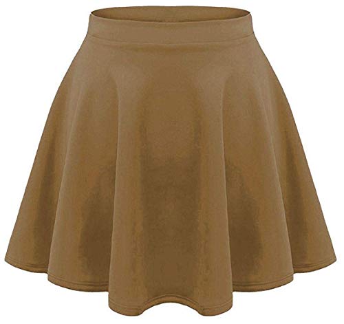 ZEE FASHION Skaterrock für Kinder, Mädchen, einfarbig, ausgestellt, hohe Taille, Alter 5–13 Jahre Gr. 11-12 Jahre, mokka von ZEE FASHION