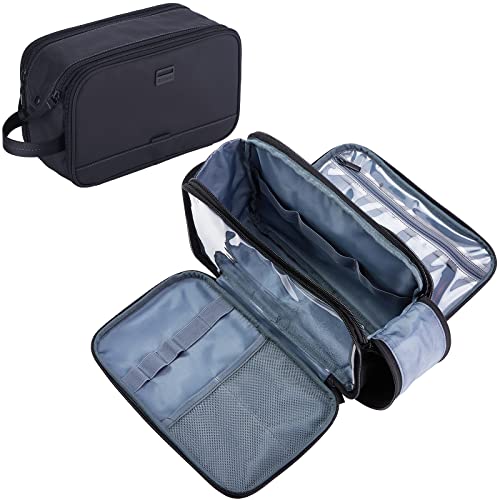 ZEEMO Kulturbeutel für Herren, Wasserabweisendes und auslaufsicheres Dopp Kit mit großer Kapazität für Toilettenartikel, Mehrere Fächer, 6 l, Schwarz, Plus Toiletry Bag, Kulturbeutel für Herren von ZEEMO