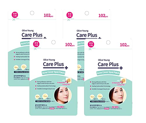 Akne Cover Spot Patch für Olive Young Care Plus Spot Patch (102ea) Akne Spot Pickel Absorbing Cover Patch, Feuchte Wundauflage für Hautprobleme Akne Pickelpflege Hydrokolloid Patch (102ea x 4packs) von ZEESOON