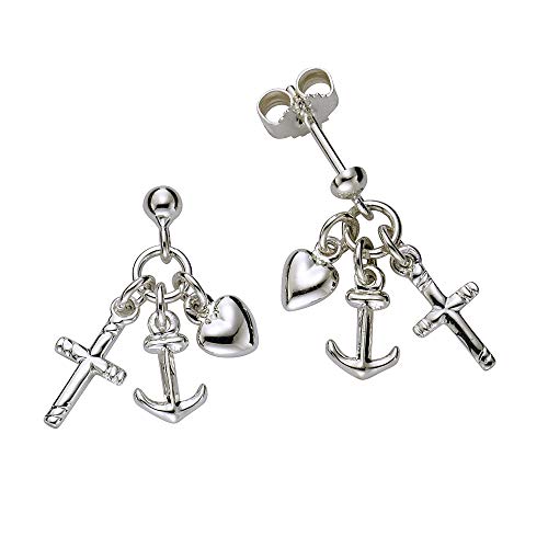Zeeme for Kids Kinder Ohrhänger 925 Sterling Silber Glaube Liebe Hoffnung 360221802 von Zeeme