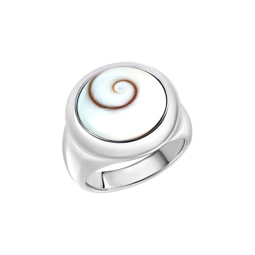 Zeeme Pearls Damen Ring 925 rhodiniert Muschel weiß 342270069 von Zeeme