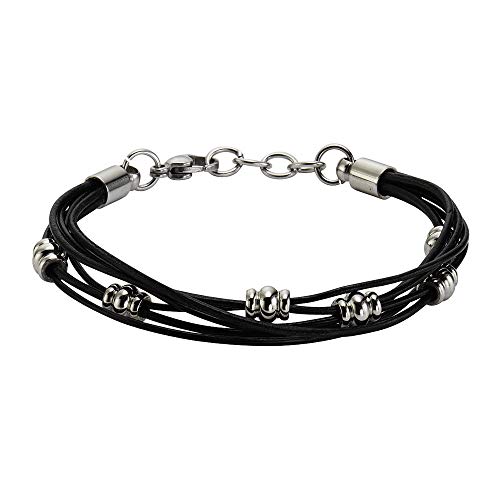 Zeeme Stainless Steel Damen Armband Edelstahl 19,5cm Glänzend schwarz 389060126 von Zeeme