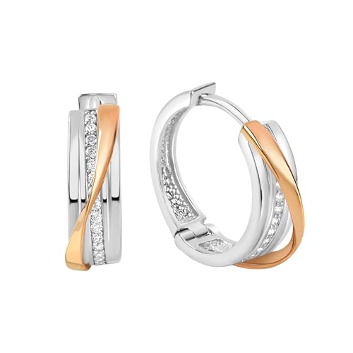 Zeeme Basic Damen Ohrringe 925/- Sterling Silber 1,6cm Glänzend Zirkonia rosa 360210265 von Zeeme