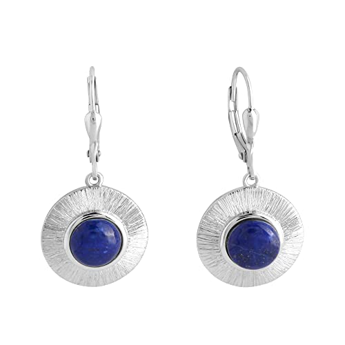 Zeeme Gemstones Damen Ohrhänger 925/- Sterling Silber 3,3cm Glänzend Lapislazuli weiß 2,8ct. 360230506 von Zeeme