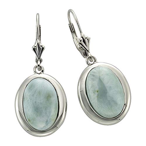 Zeeme Gemstones Damen Ohrhänger 925/- Sterling Silber 3,4cm Rhodiniert Larimar weiß 360230304 von Zeeme