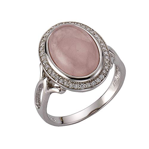 Zeeme Gemstones Damen Ring 925/- Sterling Silber Glänzend Rosenquarz weiß 360271733 von Zeeme