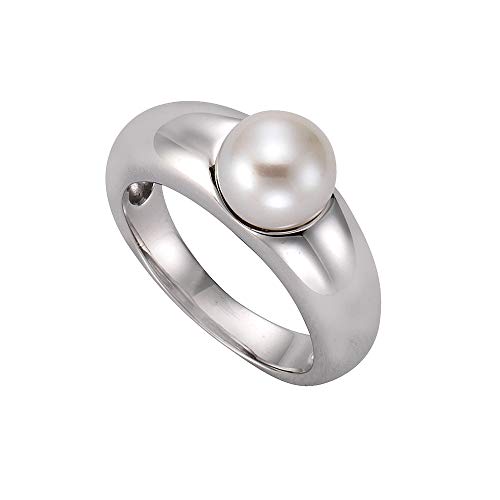 Zeeme Pearls Damen Ring 925/- Sterling Silber Rhodiniert Muschelkernperle weiß 273270989 von Zeeme