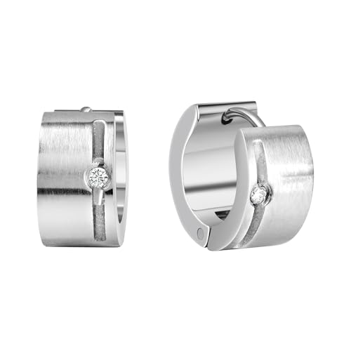 Zeeme Stainless Steel Damen Ohrringe Edelstahl 0,7cm Mattiert Zirkonia grau 389010010 von Zeeme