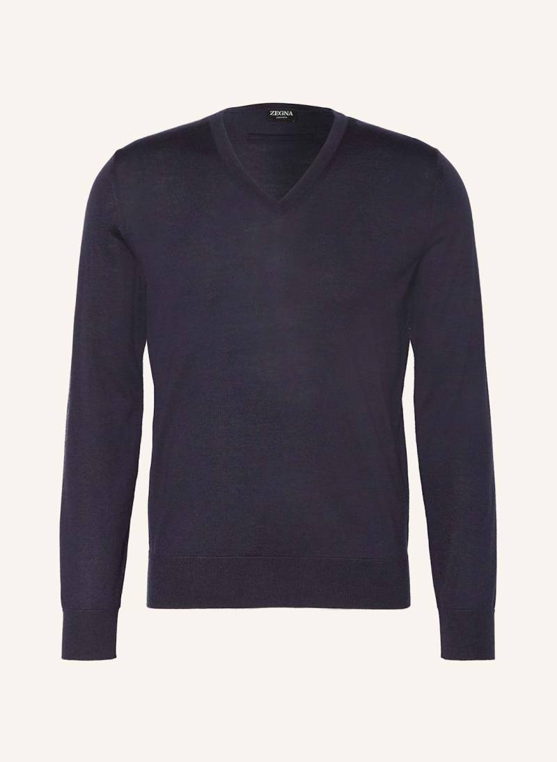 Zegna Cashmere-Pullover Cashseta Mit Seide blau von ZEGNA