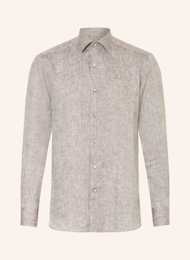 Zegna Leinenhemd Oasi Comfort Fit grau von ZEGNA