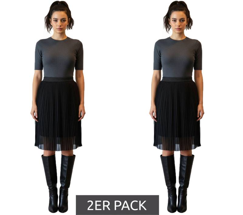 2er Sparpack ZEGY Damen Plissee-Rock schlichter Sommer-Rock Midi-Rock 1052 Schwarz von ZEGY