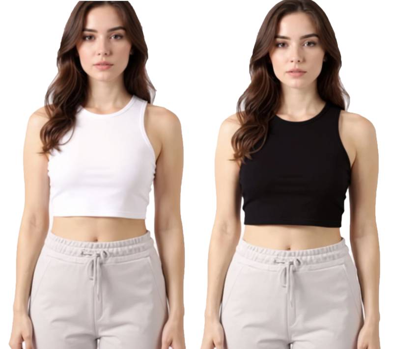 ZEGY Damen Crop-Top Tank-Top geripptes Baumwoll-Shirt ärmellos 1085 Schwarz oder Weiß von ZEGY