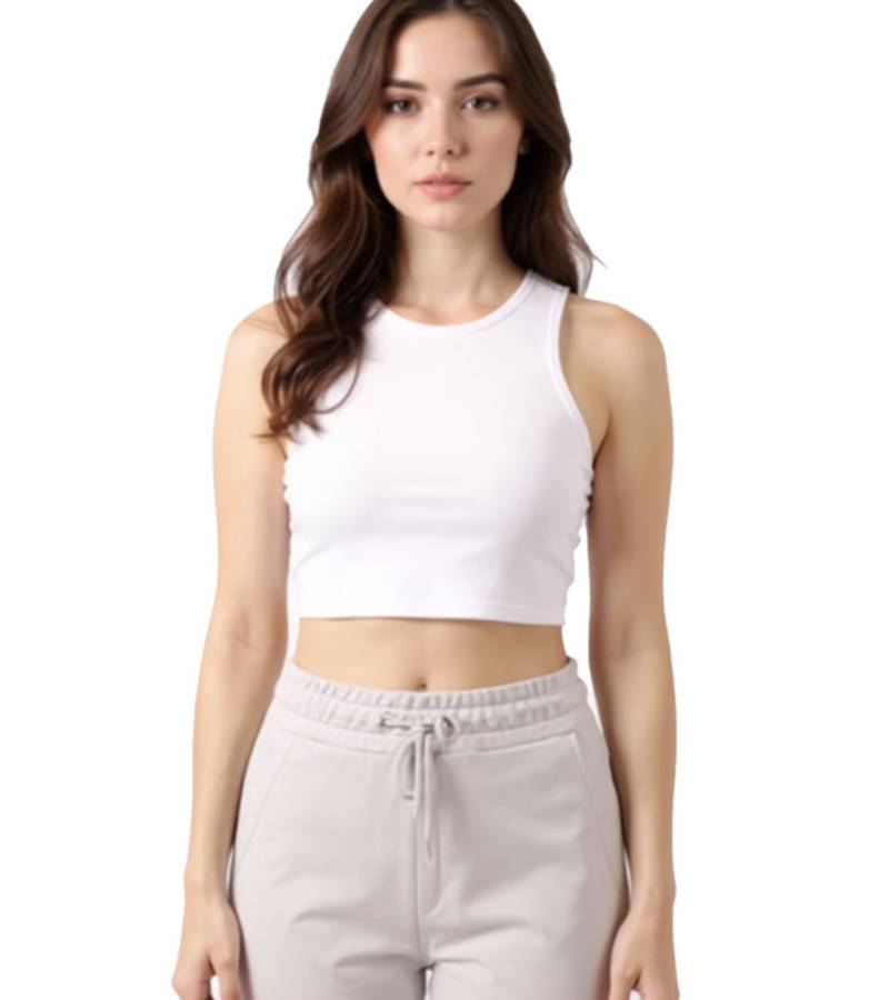 ZEGY Damen Crop-Top Tank-Top geripptes Baumwoll-Shirt ärmellos 1085 Weiß von ZEGY