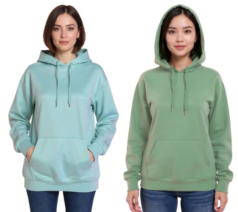 ZEGY Damen Hoodie schlichter Kapuzen-Pullover mit Kängurutasche Sweater 1082 Grün oder Mint-Grün von ZEGY