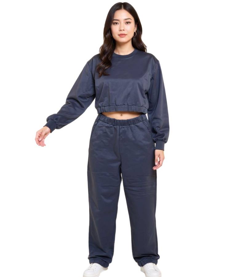 ZEGY Damen Jogging-Anzug Sweat-Jogger Crop-Pullover Baumwoll-Set 1072 Navy ZEGY Damen Jogging-Anzug Sweat-Jogger Crop-Pullover Baumwoll-Set 1072 Navy von ZEGY