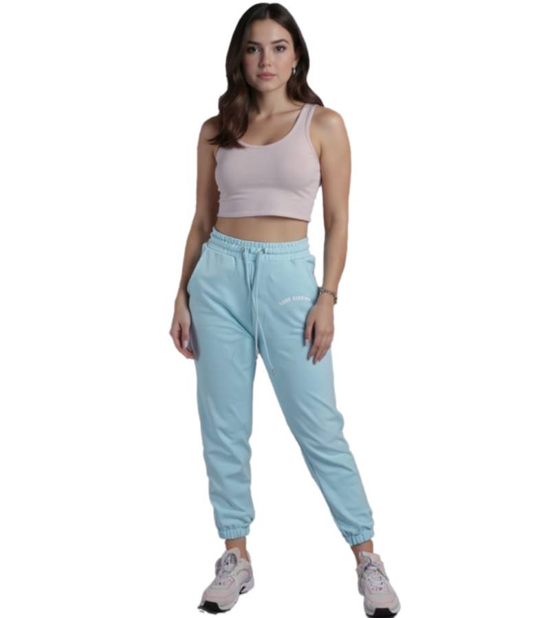 ZEGY Damen Jogginghose bequeme Sweat-Hose mit seitlichen Eingrifftaschen Baumwoll-Hose 1063 Hell-Blau von ZEGY