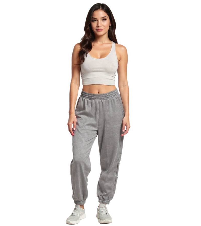 ZEGY Damen Jogginghose bequeme Sweat-Hose mit seitlichen Eingrifftaschen Baumwoll-Hose 1068 Grau von ZEGY
