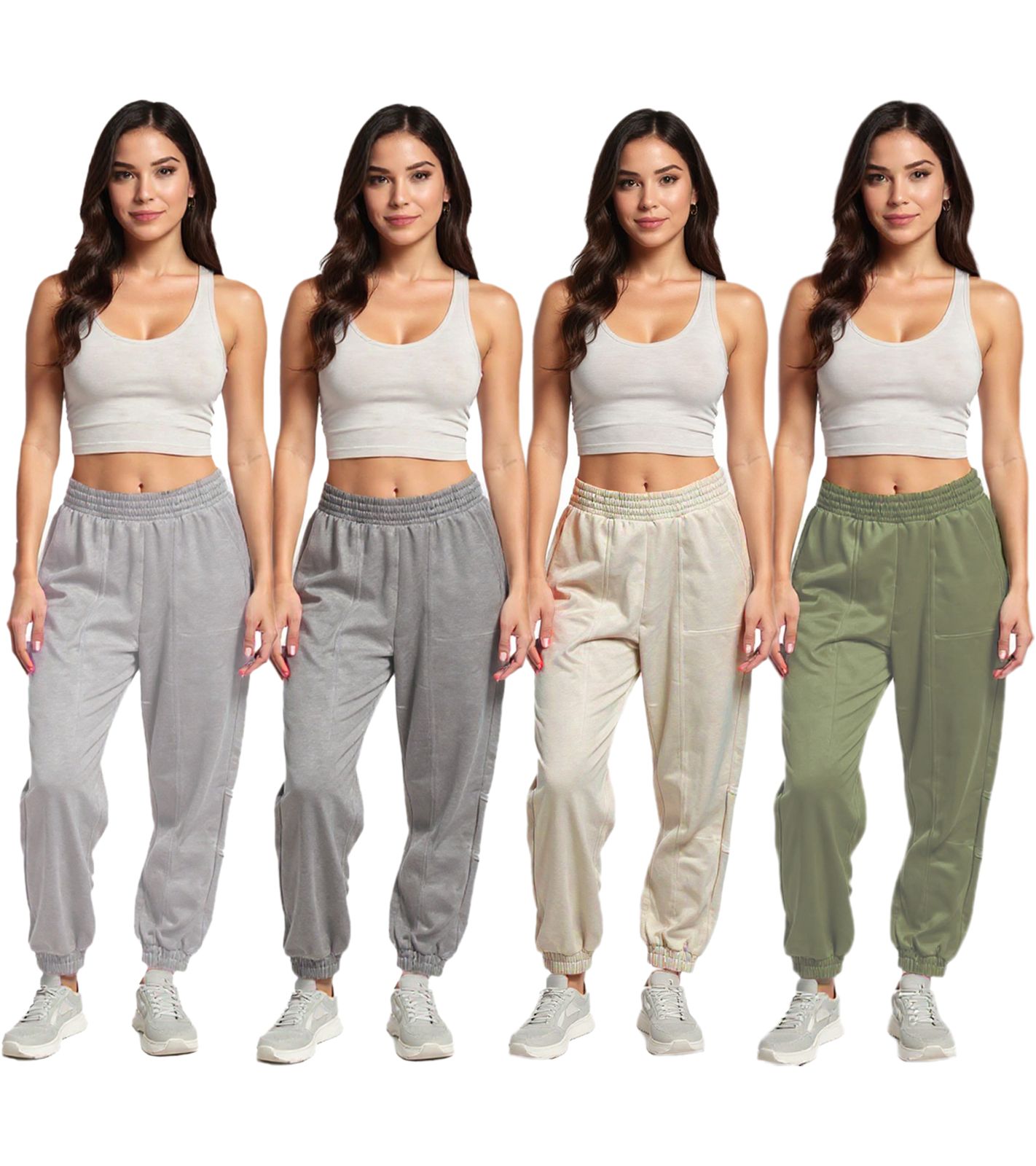 ZEGY Damen Jogginghose bequeme Sweat-Hose mit seitlichen Eingrifftaschen Baumwoll-Hose 1068 in Beige, Grau oder Khaki von ZEGY