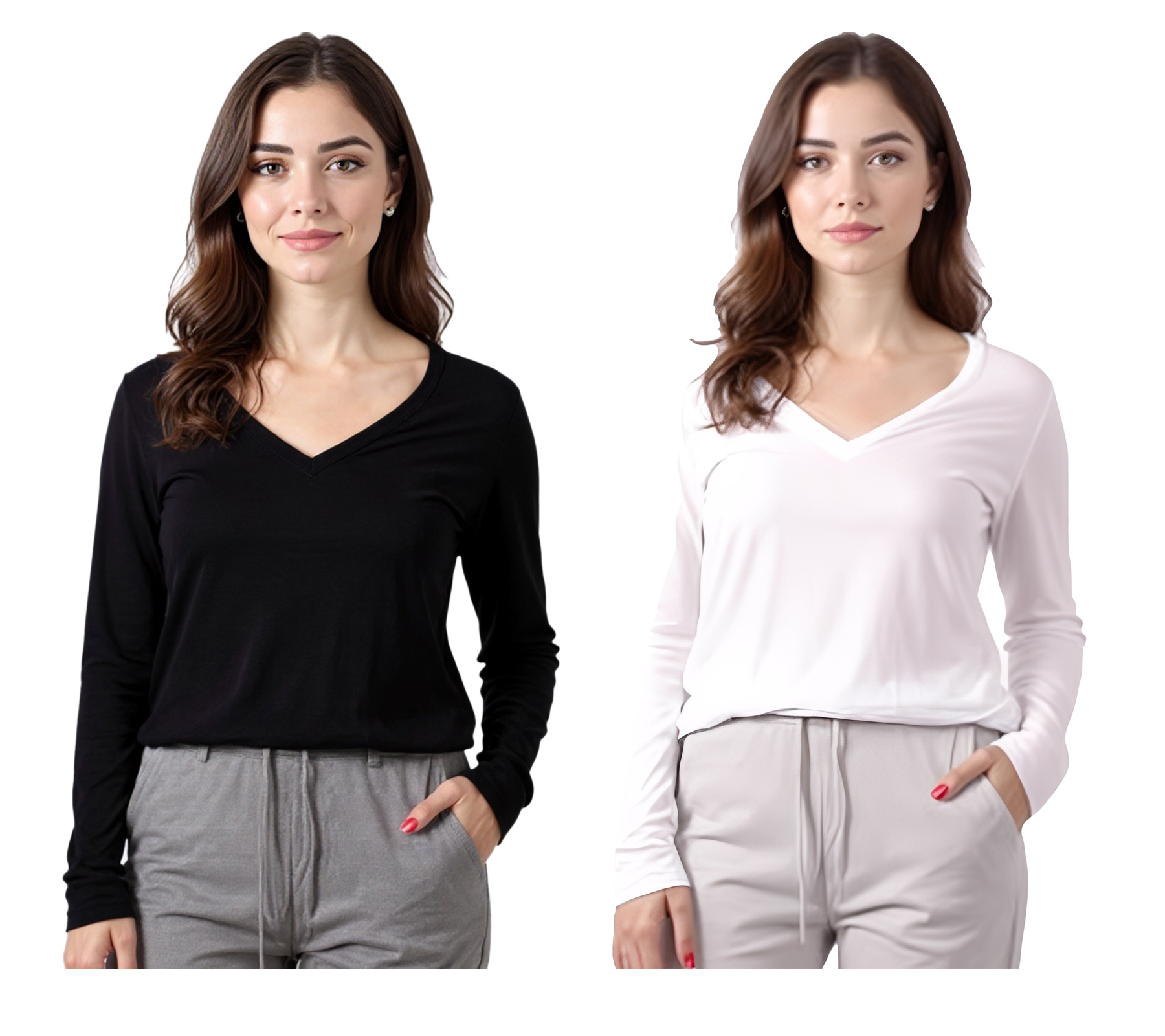 ZEGY Damen Pullover dünner Longsleeve mit V-Ausschnitt Sommer-Shirt 1078 in Schwarz oder Weiß von ZEGY