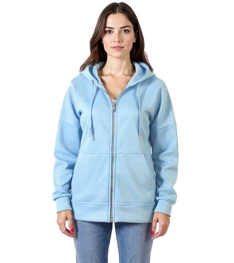ZEGY Damen Sweat-Jacke mit Kapuze Baumwoll-Sweater Zip Hoodie 1083 Hell-Blau von ZEGY