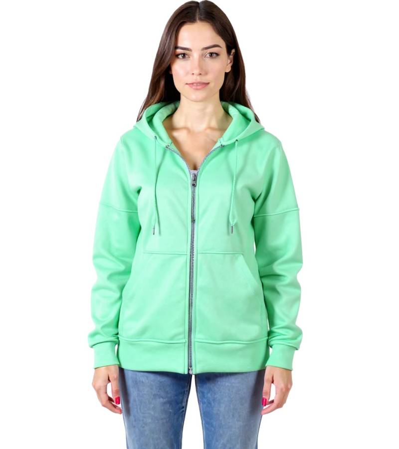 ZEGY Damen Sweat-Jacke mit Kapuze Baumwoll-Sweater Zip Hoodie 1083 Mint-Grün von ZEGY