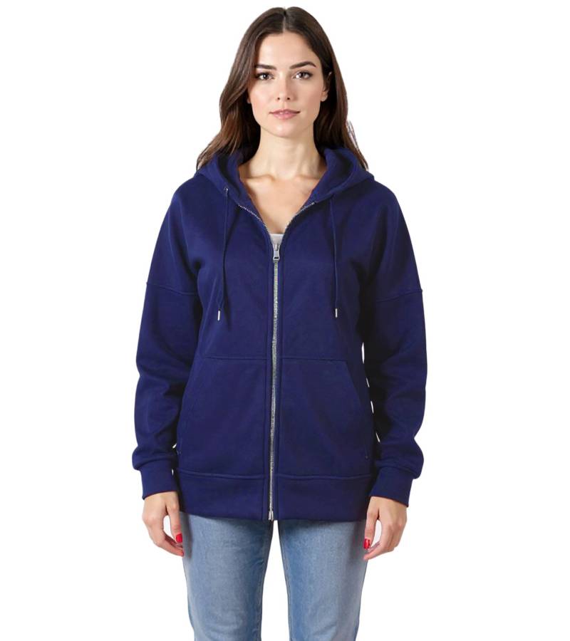 ZEGY Damen Sweat-Jacke mit Kapuze Baumwoll-Sweater Zip Hoodie 1083 Navy von ZEGY