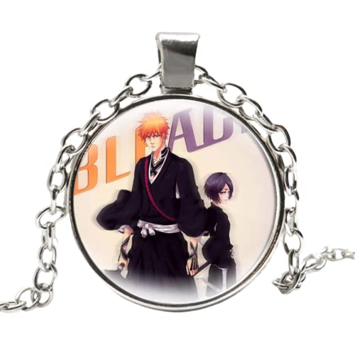 Anime Bleach Cosplay Halskette Cartoon Figuren Kurosaki Ichigo Hitsugaya Toushirou Cabochon Glas Anhänger Halskette Junge Mädchen Geschenke, Zinklegierung von ZEIA3