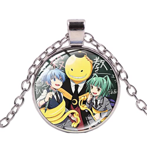 Assassination Klassenzimmer Halskette Korosensei Shiota Nagisa Akabane Karuma Anime Figuren Glas Foto Cabochon Anhänger Geschenk, Zinklegierung von ZEIA3