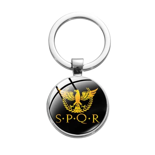 Retro Roman Empire Keychain SPQR Roman Imperial Legion Symbol Schlüsselanhänger Glaskuppel Handwerk Charm Schlüsselanhänger, silber, 25 von ZEIA3