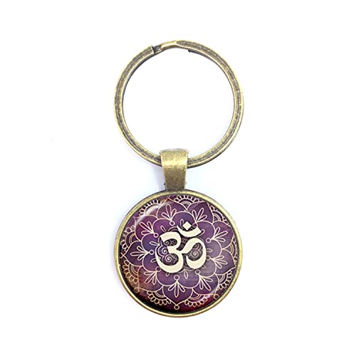 Schlüsselanhänger für Herren und Damen, Mandala-Glas, Cabochon, Buddhismus, Zen-Charm, Geldbörse, Tasche, Auto-Anhänger, Schlüsselhalter, weiß, L von ZEIA3