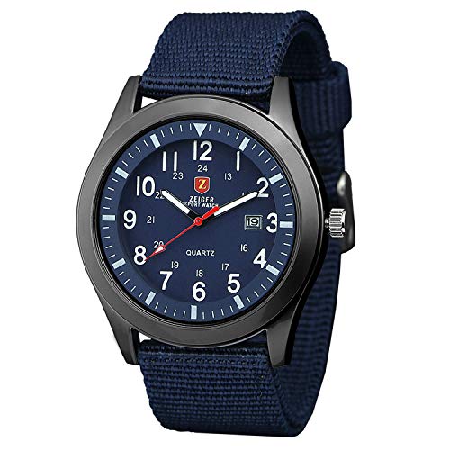 Zeiger Herrenuhr Abenteuer Analog Quarz Herren Uhr Blau Sportuhr Datum Armbanduhr W284 von Zeiger