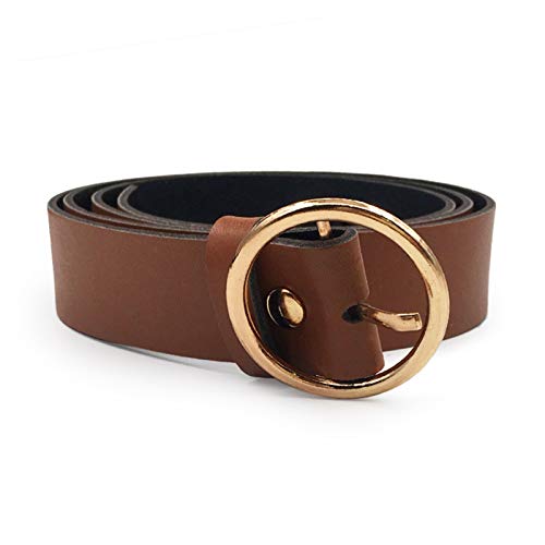 ZELWBANG Gürtel Frauen Mode Große Doppel Ringkreis Metall Schnalle Gürtel Wild Taille Damen Breite Leder Riemen Gürtel Gürtel (Color : Style 5 CoffeeGold) von Avejjbaey