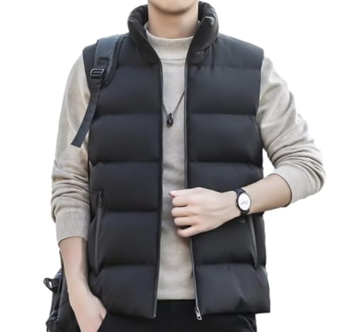 ZEMALON Basic Weste Herren Casual Verdicken Warm Baumwollweste Herren Ärmellos Leichte Komfortabel Outdoor Weste Herren Jugend Mode Trend Weste Herren B-Black 4XL von ZEMALON