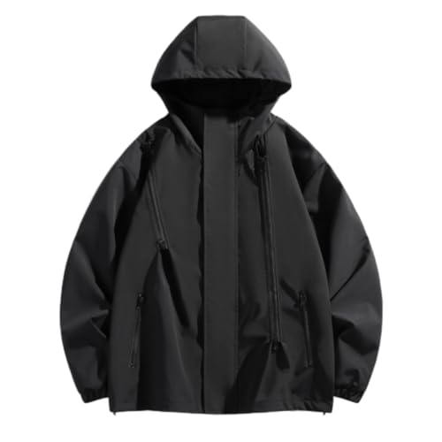 ZEMALON Hoodie Jacke Herren Jugend Trend Gutaussehend Übergangsjacke Bergsteigen Camping Workout Outdoorjacke Casual Mode Sport Langarmjacke J-Black XL von ZEMALON